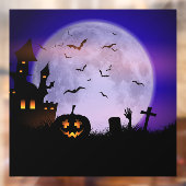 Spooky Halloween Full Moon Haunted Mansion Raamsticker (Vel 2)