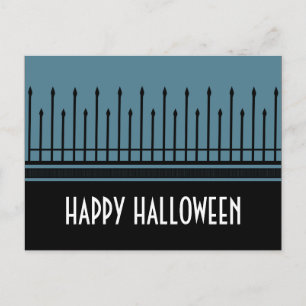 Spooky Halloween Gate Briefkaart, blauw Briefkaart