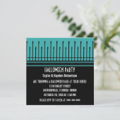 Spooky Halloween Gate Party Invite, Turquoise Kaart (Staand voorkant)