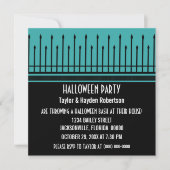 Spooky Halloween Gate Party Invite, Turquoise Kaart (Voorkant)