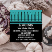 Spooky Halloween Gate Party Invite, Turquoise Kaart