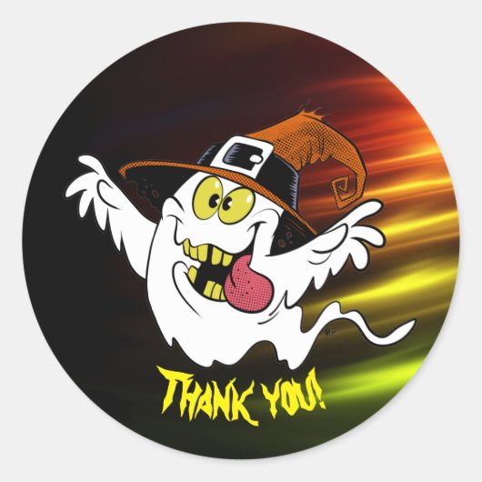 spooky Halloween geest bedankt Ronde Sticker (Voorkant)