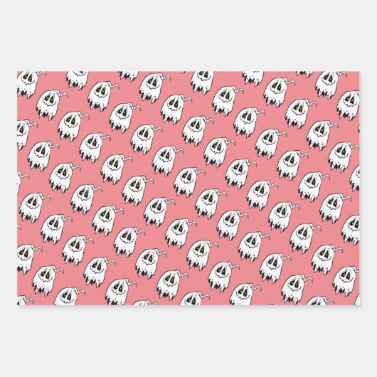 Spooky Halloween geest in 3 kleuren Inpakpapier Vel (Voorkant 3)