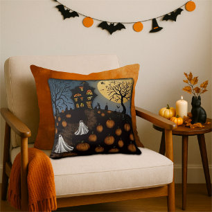 Spooky Halloween Geesten Pompoen Patch Kussen
