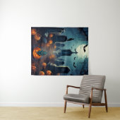 Spooky Halloween Geheime Begraafplaats Wandkleed (In Situ (horizontaal))