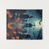 Spooky Halloween Geheime Begraafplaats Wandkleed (Voorkant (horizontaal))