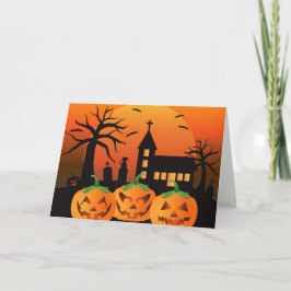 Spooky Halloween gesneden pompoenen Kaart