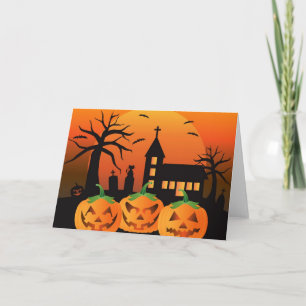 Spooky Halloween gesneden pompoenen Kaart