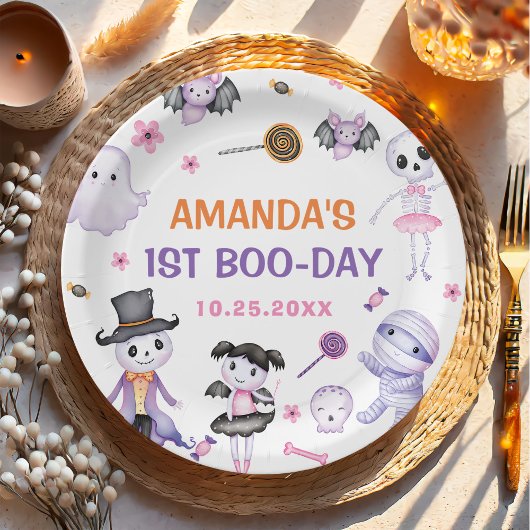 Spooky Halloween Ghost 1st Birthday Party Papieren Bordje