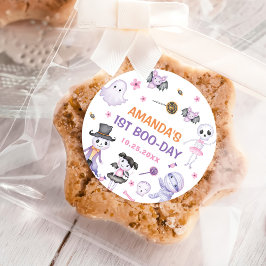 Spooky Halloween Ghost 1st Birthday Party Ronde Sticker