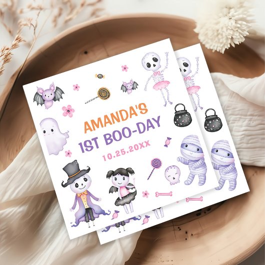 Spooky Halloween Ghost 1st Birthday Party Servet