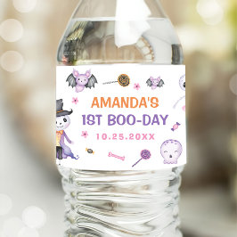 Spooky Halloween Ghost 1st Birthday Party Waterfles Etiket