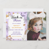 Spooky Halloween Ghost 3e Verjaardag Party Foto Kaart (Voorkant)