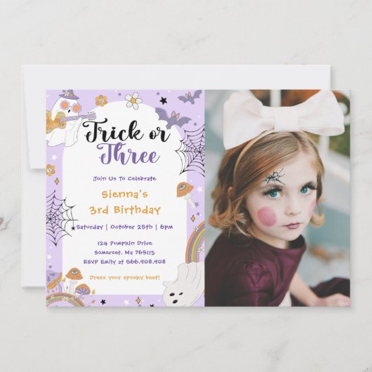 Spooky Halloween Ghost 3e Verjaardag Party Foto Kaart (Voorkant)