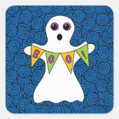 Spooky Halloween Ghost Boo Vierkante Sticker (Voorkant)