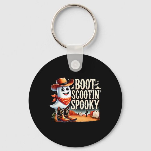 Spooky Halloween Ghost Cowboy Ghost Western Sleutelhanger (Voorkant)