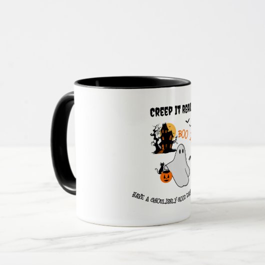 Spooky Halloween Ghost Design Pattern Mok (Voorkant links)