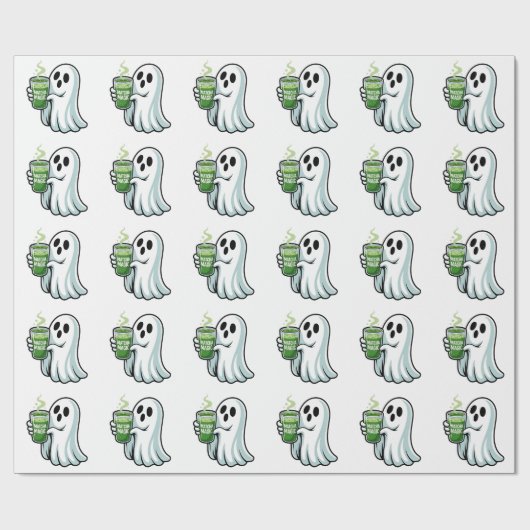 Spooky Halloween Ghost Drink Matcha Drink Cadeaupapier (Vlak)