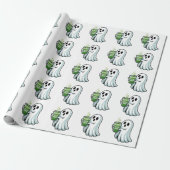 Spooky Halloween Ghost Drink Matcha Drink Cadeaupapier (Uitgerold)