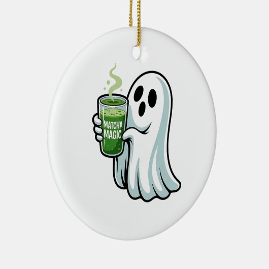 Spooky Halloween Ghost Drink Matcha Drink Keramisch Ornament (Rechts)