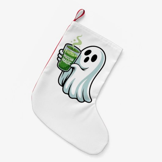 Spooky Halloween Ghost Drink Matcha Drink Kleine Kerstsok (Voorkant (Hangend))