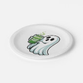 Spooky Halloween Ghost Drink Matcha Drink Papieren Bordje (Gekanteld)