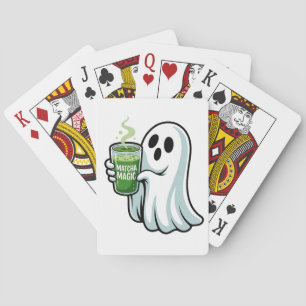 Spooky Halloween Ghost Drink Matcha Drink Pokerkaarten