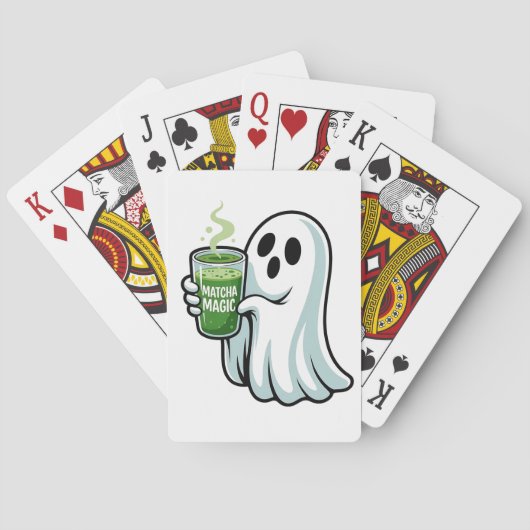 Spooky Halloween Ghost Drink Matcha Drink Pokerkaarten (Achterkant)