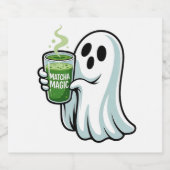Spooky Halloween Ghost Drink Matcha Drink Sparkling Wijnetiket (Enkel label)