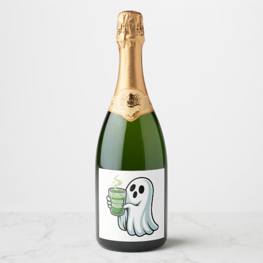 Spooky Halloween Ghost Drink Matcha Drink Sparkling Wijnetiket (Voorkant)