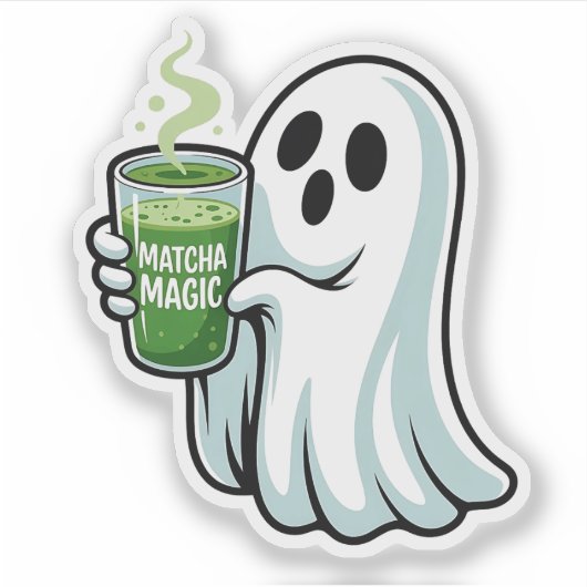 Spooky Halloween Ghost Drink Matcha Drink Sticker (Voorkant)
