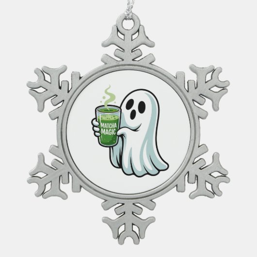 Spooky Halloween Ghost Drink Matcha Drink Tin Sneeuwvlok Ornament (Voorkant)