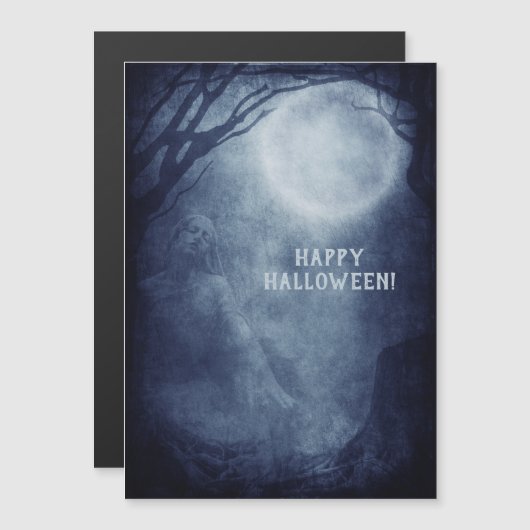 Spooky Halloween Ghost Full Moon bij nacht (Voorkant / Achterkant)