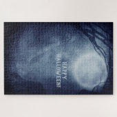 Spooky Halloween Ghost Full Moon bij nacht Legpuzzel (Horizontaal)