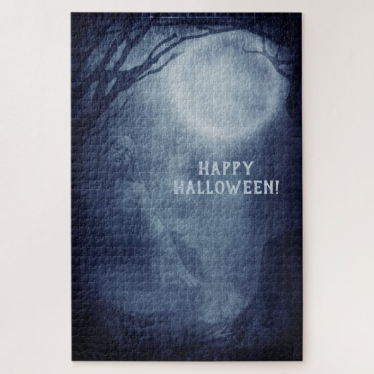Spooky Halloween Ghost Full Moon bij nacht Legpuzzel (Verticaal)