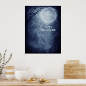Spooky Halloween Ghost Full Moon bij nacht Poster (Keuken)
