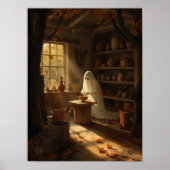 Spooky Halloween Ghost Herfst Art voor Pottery Lov Poster (Voorkant)