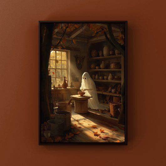 Spooky Halloween Ghost Herfst Art voor Pottery Lov Poster
