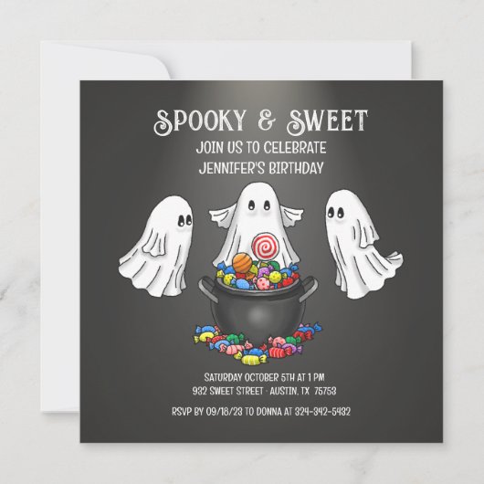 Spooky Halloween Ghost Kaart (Voorkant)