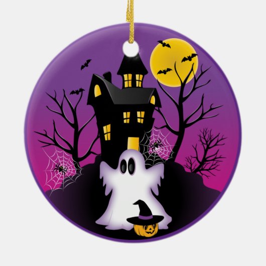Spooky Halloween Ghost Keramisch Ornament (Achterkant)