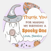 Spooky Halloween Ghost Leuk Verjaardagsfeest Ronde Sticker (Voorkant)