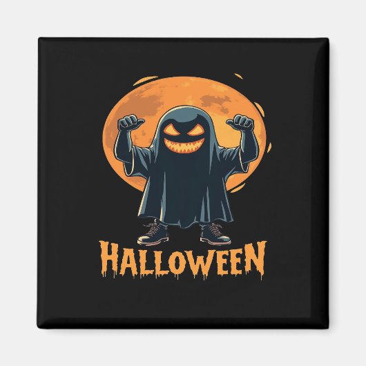 Spooky Halloween Ghost met Full Moon Design Magneet (Voorkant)