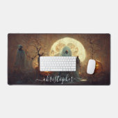 Spooky Halloween Ghost Met Pompoenen Halloween Bureaumat (Keyboard & Muis)