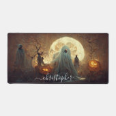 Spooky Halloween Ghost Met Pompoenen Halloween Bureaumat (Voorkant)