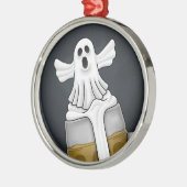 Spooky Halloween Ghost Metalen Ornament (Links)