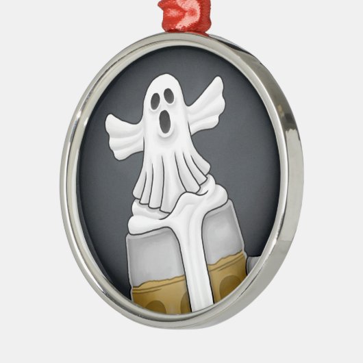 Spooky Halloween Ghost Metalen Ornament (Links)