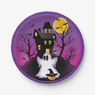 Spooky Halloween Ghost Papieren Bordje