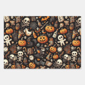 Spooky Halloween Ghost Pattern Zwart Inpakpapier Vel (Voorkant)