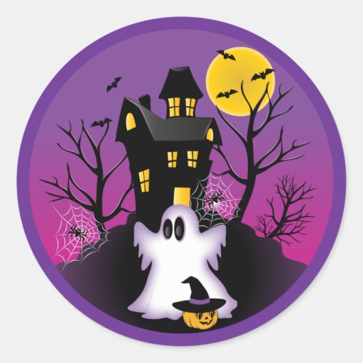 Spooky Halloween Ghost Ronde Sticker (Voorkant)