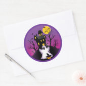 Spooky Halloween Ghost Ronde Sticker (Envelop)